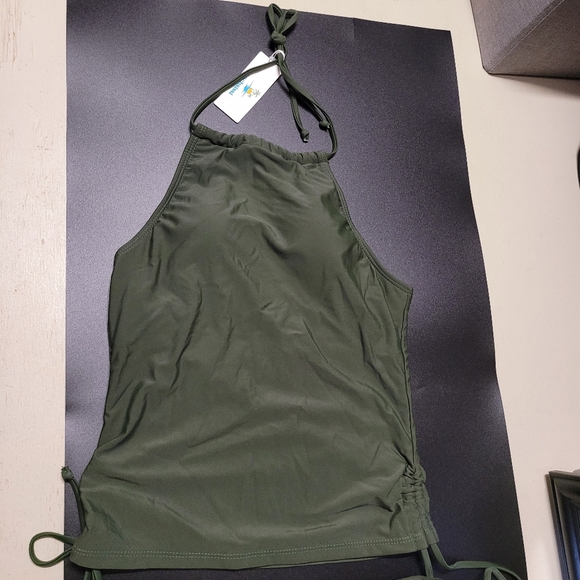 Beachsissi Two Piece Solid Tummy Control Drawstring Side Tankini Set - Picture 5 of 16